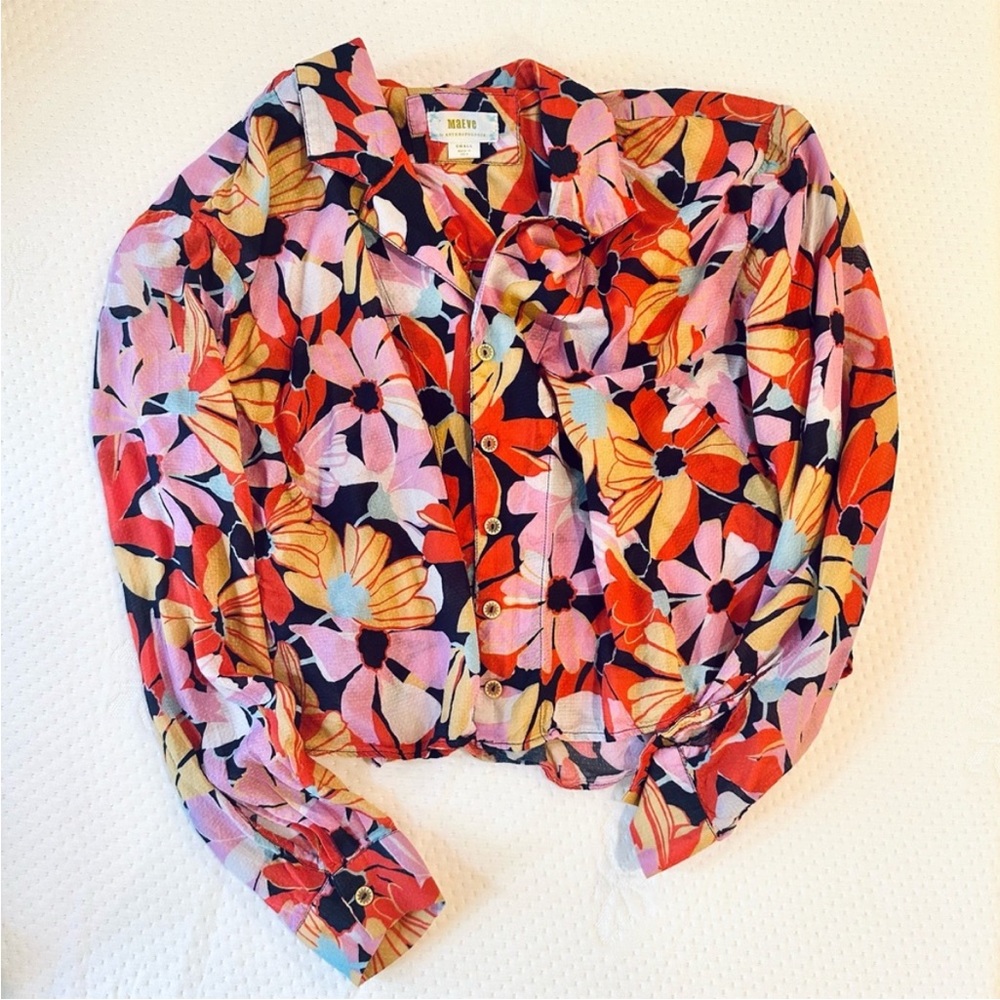 Maeve Cropper Floral Button Down View 3